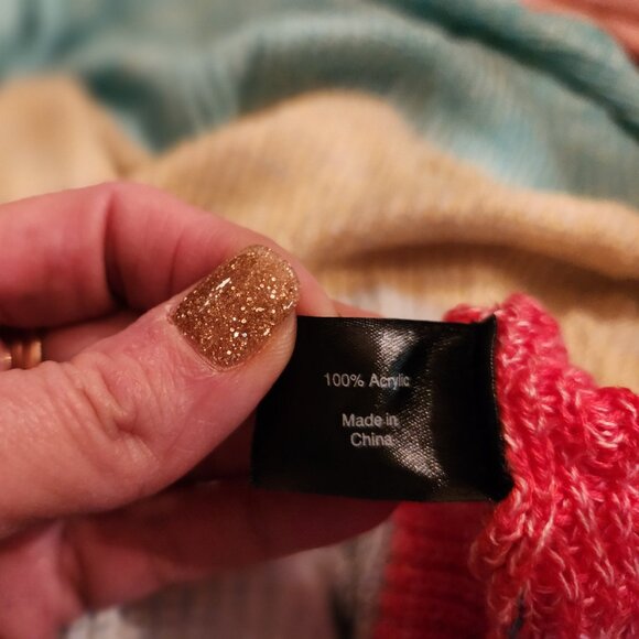 Lane Bryant Cardi jacket Aqua Coral Yellow Color Block BoHo Classic Sz 26/28 NWT - Picture 7 of 8